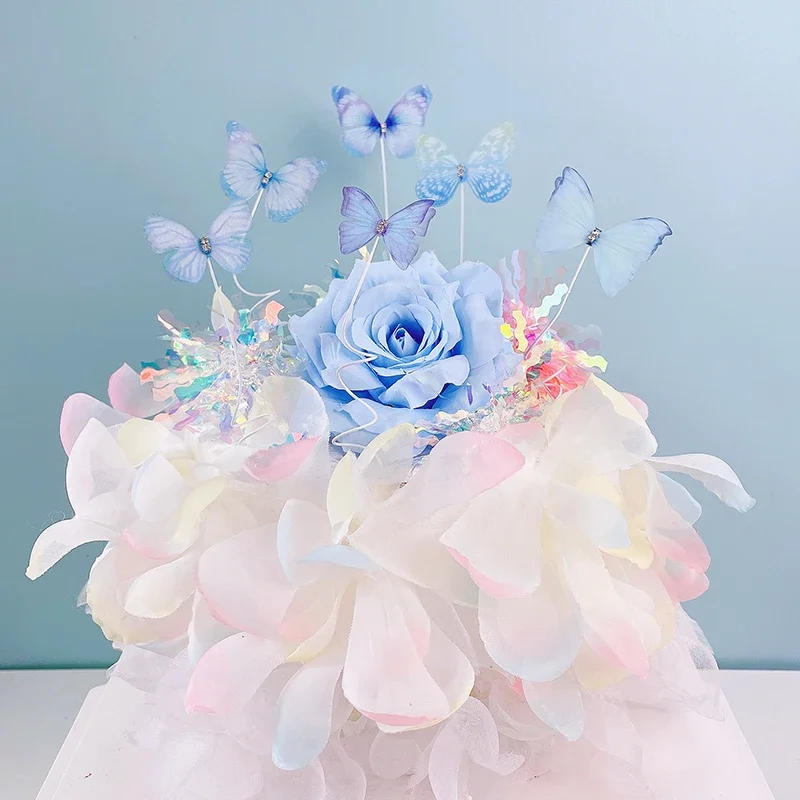Description Picture 5 of item3D Butterfly Happy Birthday Cake Topper for Wedding DIY Party Baby Shower Girls Dessert Cupcake Decorations Cake Tool