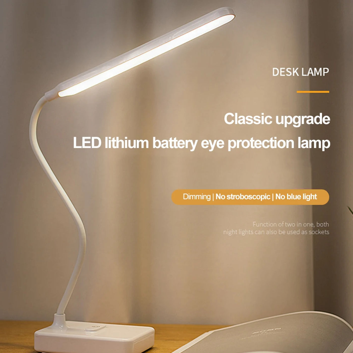 Description Picture 5 of itemLED Table Lamp 1500mAh USB Rechargeable Eye Protective Reading Lamp 30 LED 3-level Dimmable Desktop Night Light for Home Office