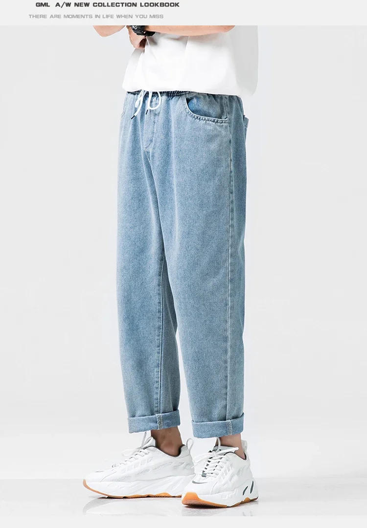 Description Picture 5 of itemJeans Men Wide Leg Cargo Pants Streetwear Baggy Men Korean Fashion Loose Straight Male Clothing Hip Hop Style Male Trousers