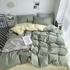 Ins Style Bedding Set Nordic Single Double Flat Sheet Duvet Cover Pillowcase Soft Microfiber Full Queen Size Bed Linen