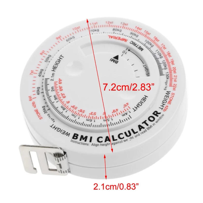 Description Picture 3 of item1.5M Tape Measure Retractable Measuring Ruler Calculator Diet Tape Measures Tools For BMI Body Mass Index Sewing Tailor Meter