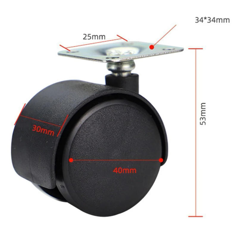 Description Picture 5 of item4pcs Chair Wheel Furniture Caster 40mm Plate Swivel Wheels Replace Hardware Trolley Silent Brake Protection Chair Table Roller