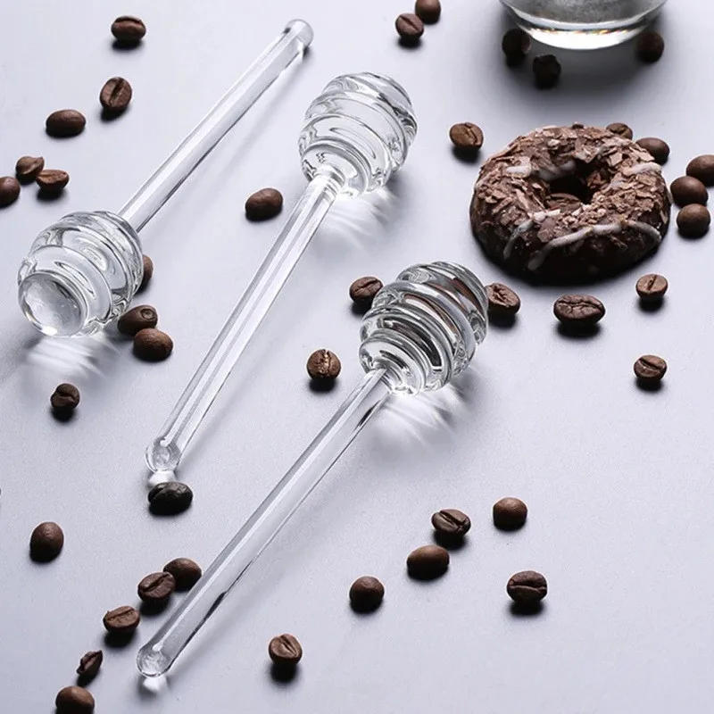 Description Picture 5 of itemGlass Honey Dipper Sticks Jam Sauce Spoon Mixing Stick Clear Coffee Milk Tea Stirring Bar Kitchen Supplies Cooking Tools