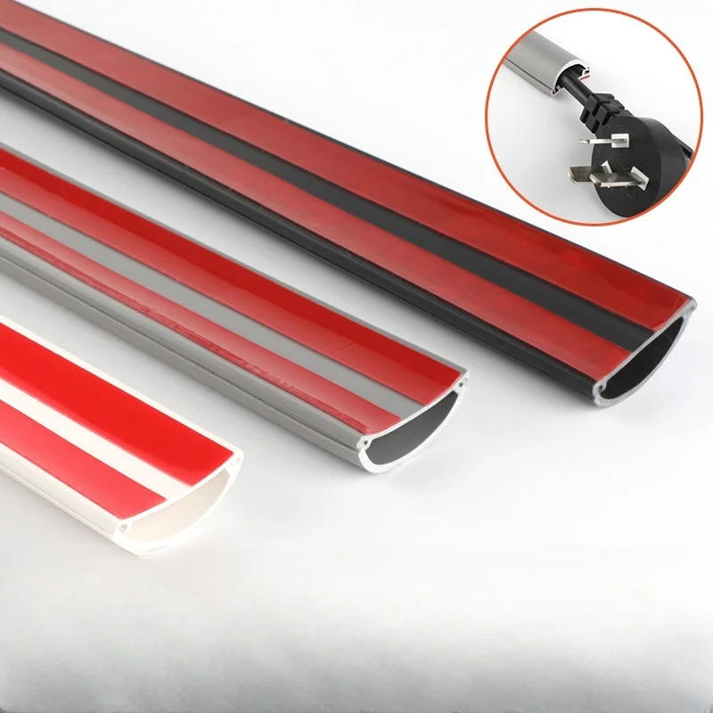Description Picture 6 of item1pc 1m/39.37in Slot Floor Cord Cover Self-Adhesive Cord Protector Extension Wiring Duct Protector Electric Wire Slot Cable