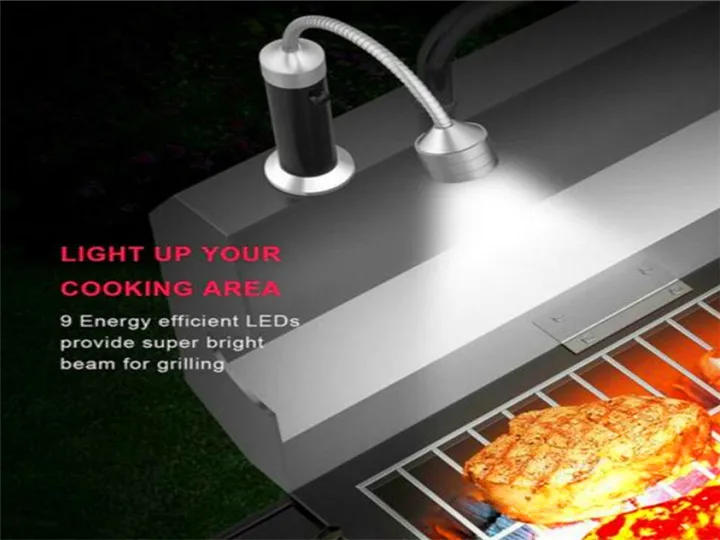 Description Picture 4 of itemD2 2pcs Portable 360 Degree Magnetic LED Grill Light Lamp Adjustable BBQ Barbecue Grilling Lights Outdoor Grill Lighting Tools