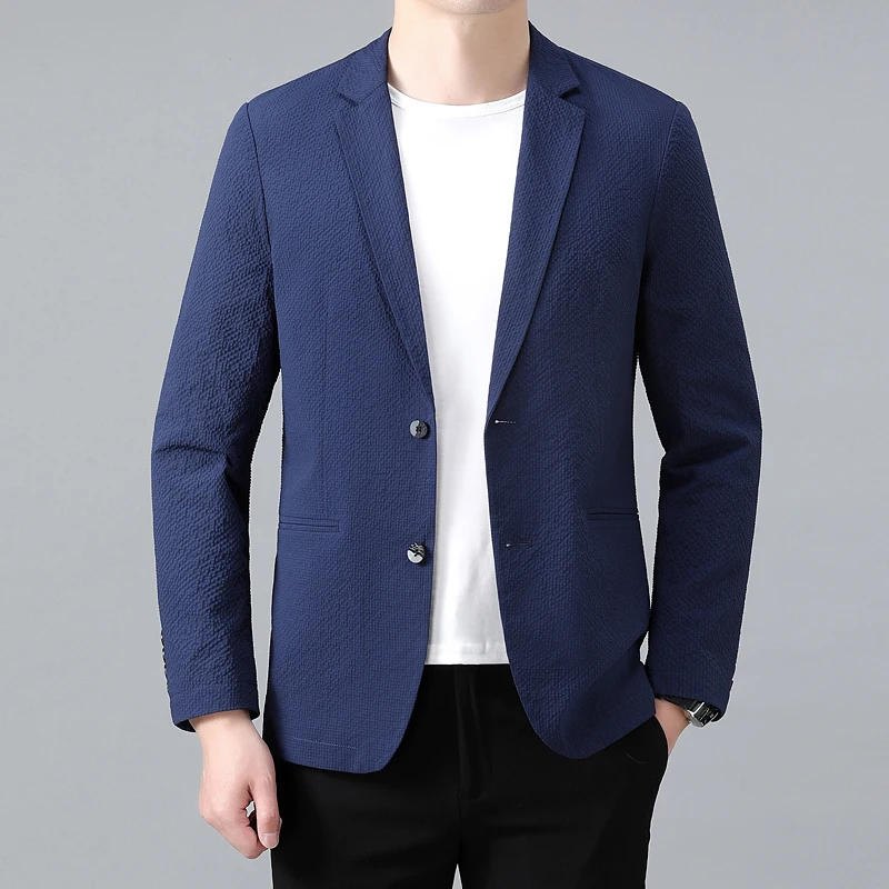 Description Picture 3 of itemThe New Explosive Seersucker Craft Summer Light Cool Breathable Business Casual Single Suit Handsome Comfortable Men's Coat