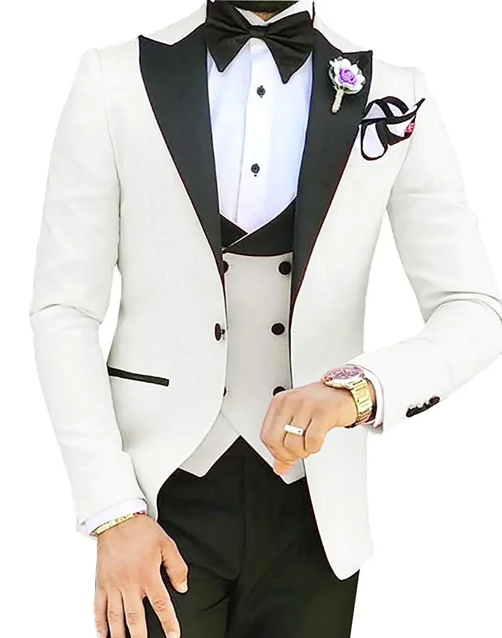 Description Picture 6 of itemCustom Made  Mens Suits Terno Slim Groom Tuxedos Wedding Men Suits Terno Masculino (Jacket+Pant+Vest+Tie Bow)