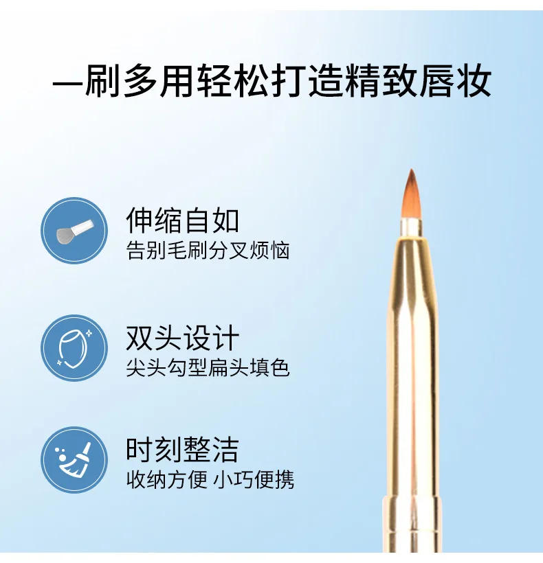 Description Picture 5 of itemRetractable Lip Makeup Brush Lipstick Lip Gloss Brush Telescopic Dual Use Lip Eyeshadow Brush Beauty Tools With Protect Cap