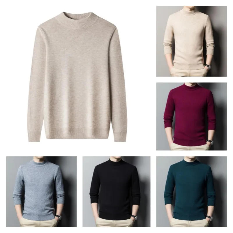 Description Picture 2 of itemAutumn Winter Men's Cashmere Half Turtleneck Men Sweaters Knit Pullovers For Male Youth Slim Knitwear Man Sweater