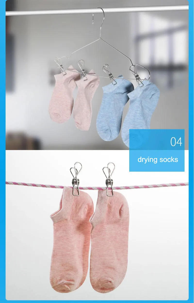 Description Picture 6 of itemStainless Steel Clips Clothes Clamps Pins Pegs Holder Household Multipurpose Sealing Clothing Clip Hanging Bed Sheet Clothespins