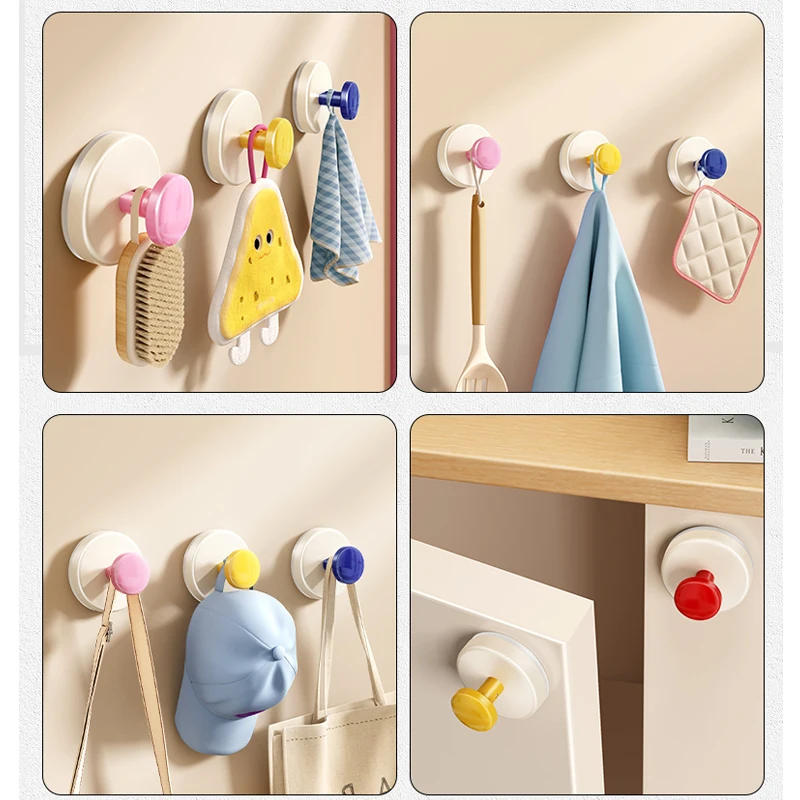 Description Picture 5 of item1/4pc Foldable Suction Cup Hook Vacuum Key Clothes Bag Suction Cups Hanger Hook Kitchen Bathroom Robe Coat Towel Organizer Hook