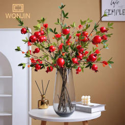 1PC Simulation 5 Heads Pomegranate Fruit,Home Living Room Decoration, New Year's Red Bonsai Decoration Artificial Flowers