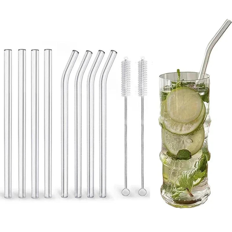 Description Picture 4 of item1-10Pcs Reusable Smoothie Glass Straw, Clear Drinking Straws for Smoothie Milkshakes Environmentally Friendly Drinkware Straw