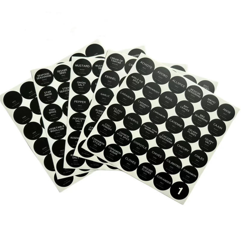 Description Picture 2 of item180Pcs 1.38" Printed Spice Jars Labels Black Self Adhesive Seasoning Bottle Sticker Easy to Use with Digital Label Stickers