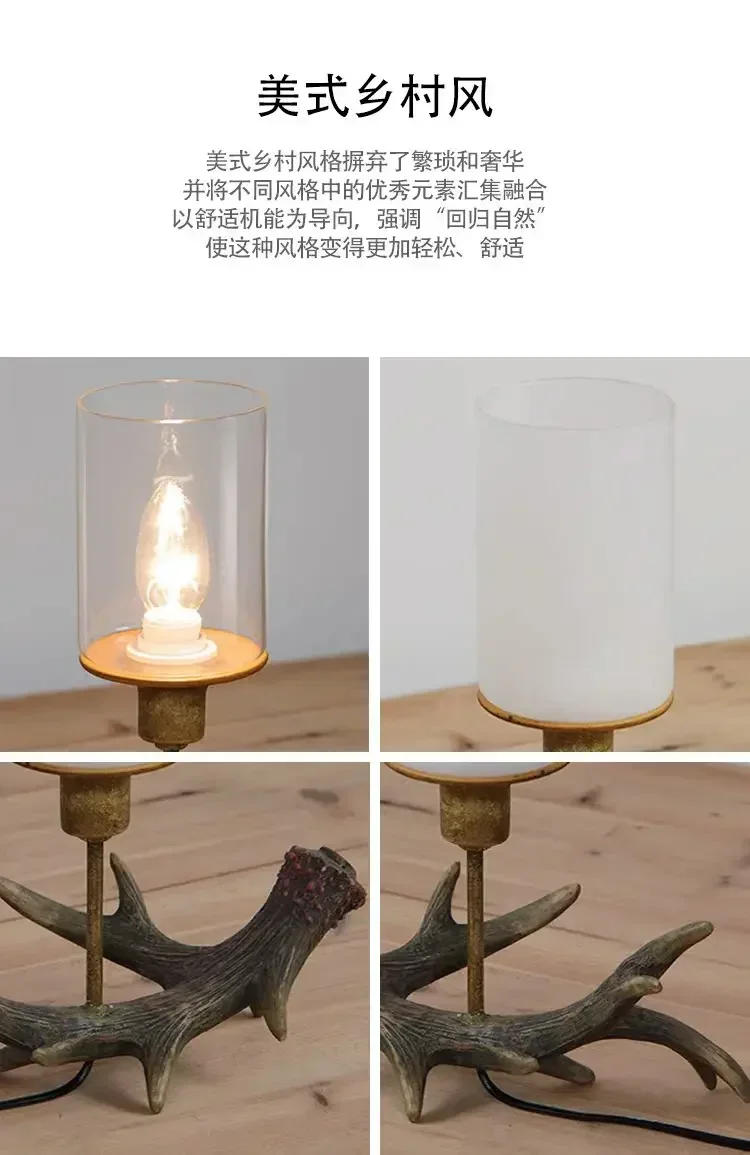 Description Picture 5 of itemcountry retro antique bedroom dining room personalized carving romantic wind antlers candlestick desk lamp торшер напольный