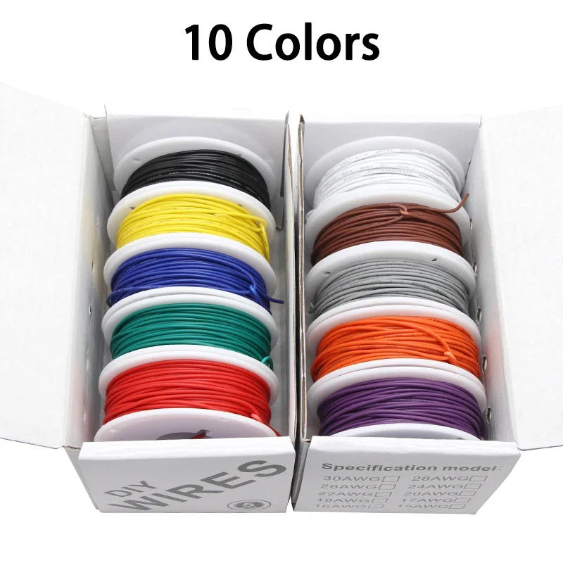 Description Picture 5 of item1/2/3/4Boxed 30AWG UL1007 Electronic Wire PVC Insulation Tinned Copper Cable Stranded Electrical Line PCB Wire（5 Colors Mix Kit）