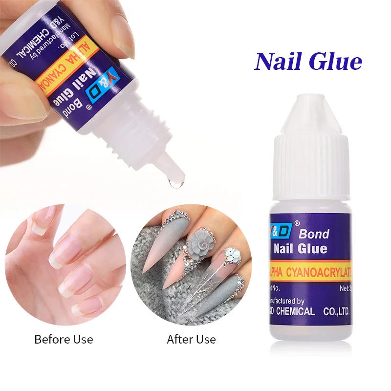 Description Picture 3 of item1 Bottle Fast Drying Nail Glue for False Nails 3D Rhinestone Decoration Professional Glue for Extension Manicure Adhesive Tools