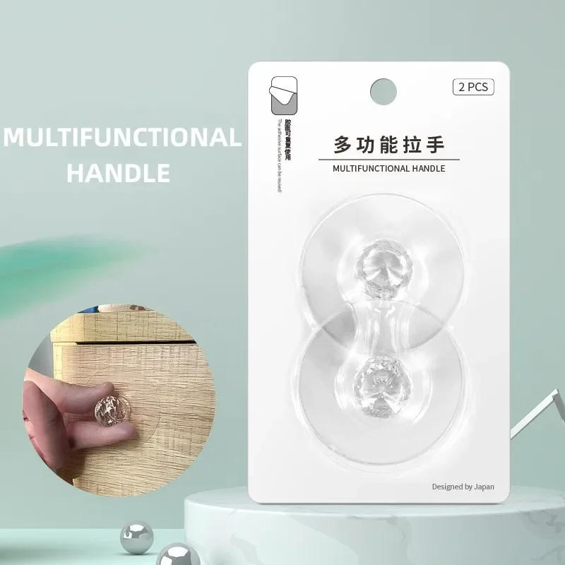 Description Picture 3 of item2Pcs Punch-free Drawer Knobs Self-Adhesive Kitchen Cabinet Handle and Hooks Cupboard Dresser Window Door Push Pull