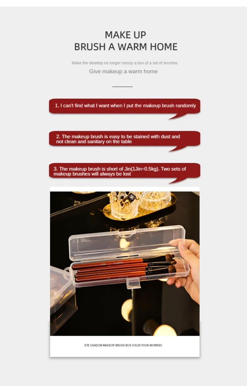 Description Picture 5 of itemPortable Makeup Brush Organizer Eyebrow Pencil Tableware Chopsticks Transparent With Cover Storage Box Kitchen Accessories