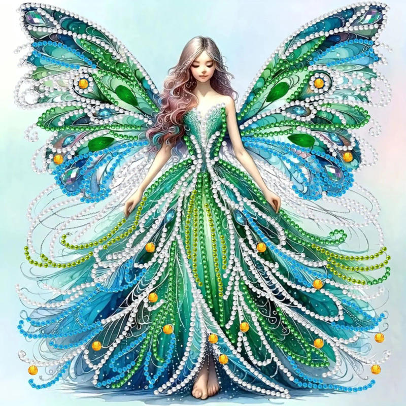Description Picture 2 of item1pc  Fairy Girl Pattern Diamond Painting Kit, DIY 5D Special Shape Crystal Diamond Partial Diamond Painting Mosaic Making Craft