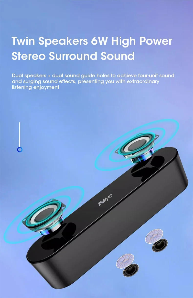 Description Picture 3 of itemNiye Wired 4D Surround Soundbar With RGB Light Speakers Computer Stereo Bass Subwoofer Speaker for Laptop PC Home Theater