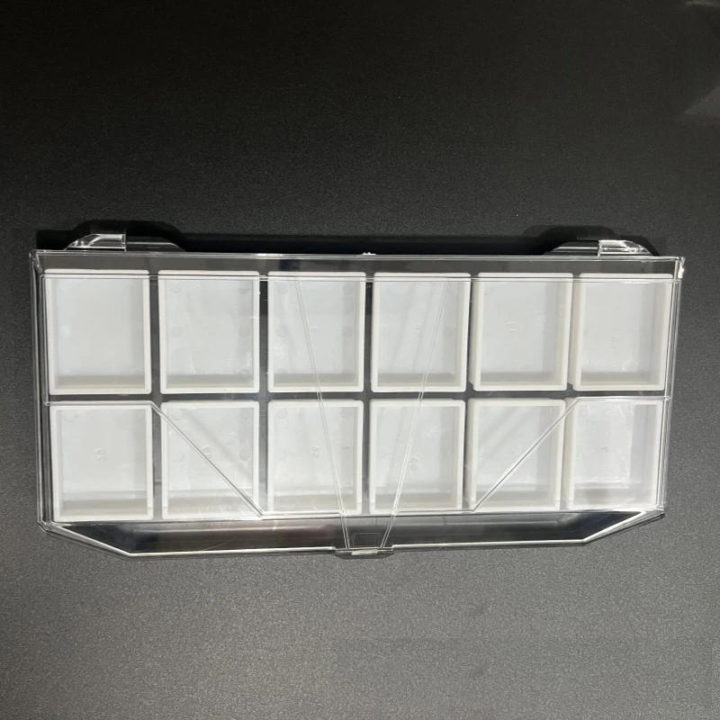 Description Picture 3 of item12 Grids Rainbow Split Cake Face Body Paint Art Painting Pigment Plastic Empty Palette Tray with Lid