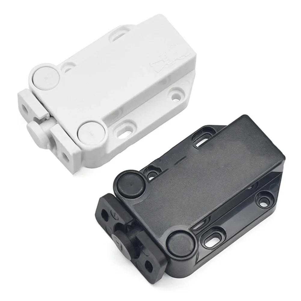 Description Picture 2 of item3kg Hold Loft Catch Hatch Push Attic Cupboard Latch Press Lock Cabinet Panel Plastic Rebound Door Latch Hardeware