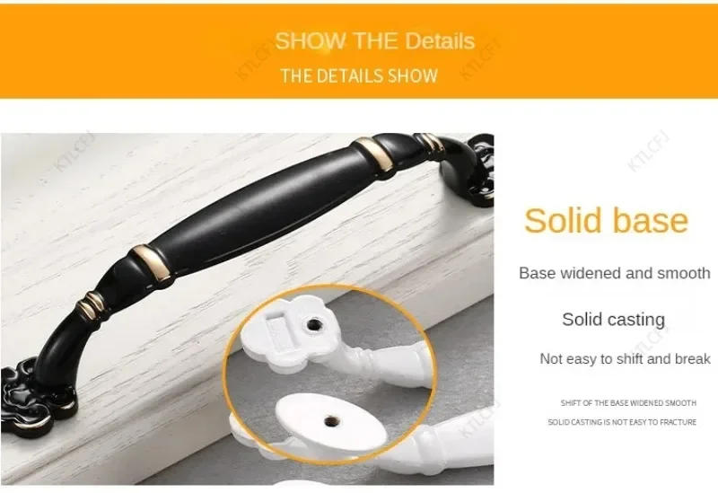 Description Picture 6 of itemAmerican Black Handle Nordic Cabinet Wardrobe Shoe Cabinet Door Handle Modern and Minimalist European Zinc Alloy Drawer Handle