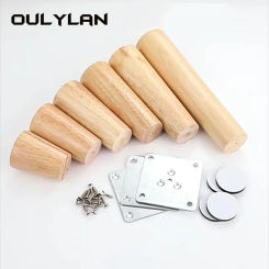 Oulylan 4pcs 6-15cm Solid Wood Furniture Legs Inclined Cone Sofa Bed Cabinet Table and Chair Replacement Feet Sloping Foot