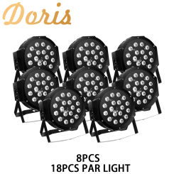 No Tax 8Pcs 18LED Par Light Led PP Material Light DMX512 RGB Master-slave Mode Stage Led Par Lighting Equipment For DJ Disco