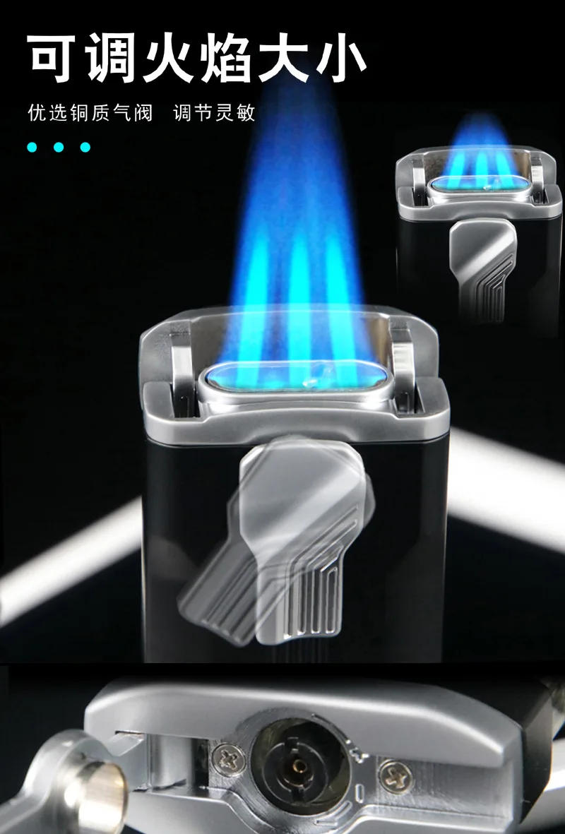 Description Picture 4 of itemUnusual Turbo Torch Cigar Lighter Jet Gas Dedicated Metal Gas Lighters 1300 C Windproof Pipe Smoking Accessories Gadget for Men