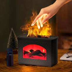 2024 New Simulated Fireplace Air Humidifier Flame Effect Aroma Oil Diffuser Aromatherapy Humidifiers Mist Sprayer Air Purifier