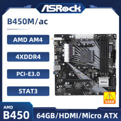 ASRock B450M Motherboard B450M/ac Motherboard Socket AM4 Ryzen 5 5600G 5300G 5700 3900 1500 cpus DDR4 128GB Micro ATX M.2