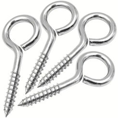 4Pcs Closed Screws, Heavy Duty Eye Hooks, Stainless Steel and Rust Resistant Self Tapping for Wood