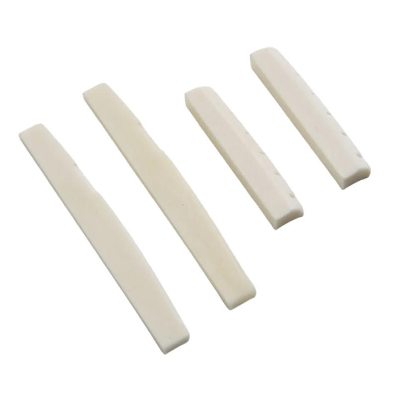 Description Picture 4 of item2 Sets 4 Pcs 6 String Acoustic Guitar Bone Bridge Saddle 72mm And Nut 43mm Cow Bone Nut Top Folk Pillow Folk Bottom Pillow