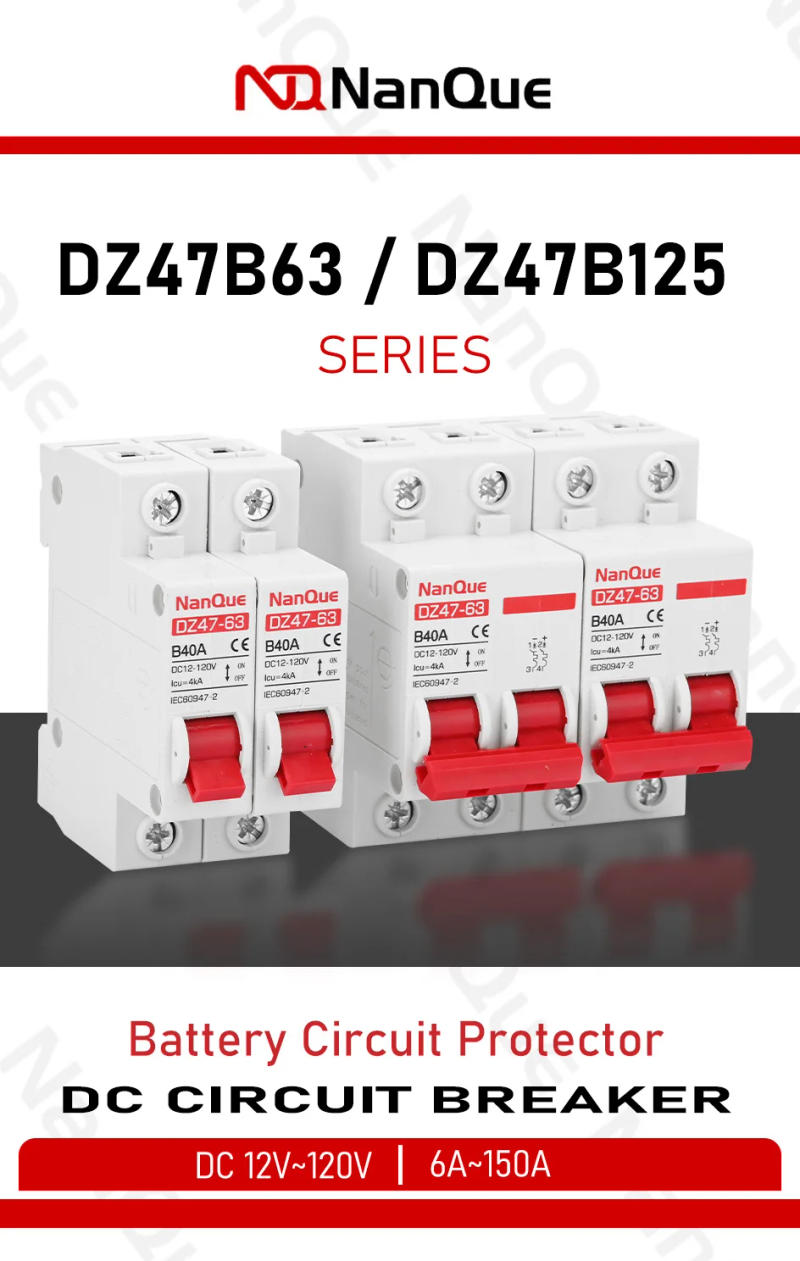 Description Picture 5 of itemDC MCB 12V 24V 48V 60V 110V Circuit Breaker Battery Protect Switch Positive Negative Short Circuit 2P 10A 20A 50A 100A 125A 150A