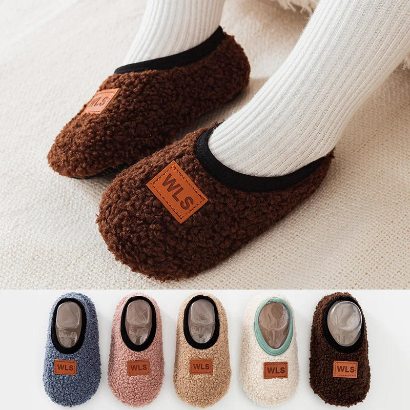 Description Picture 4 of itemWinter Warm Baby Slippers Toddler Plush Floor Sock Shoes Boys Girl Children Soft Anti-slip Walking Shoes Indoor Home Kids Shoes