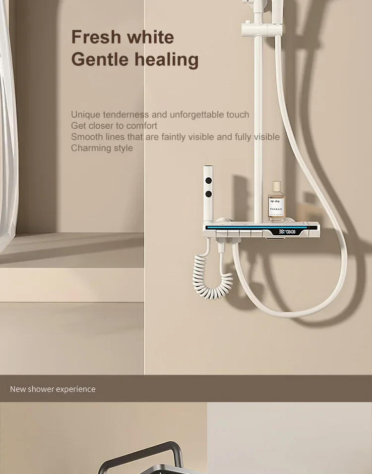 Description Picture 6 of itemBathroom Shower Set Gray Shower System Atmosphere Lights Constant Temperature Spray Gun Display Toilet Household Shower Head