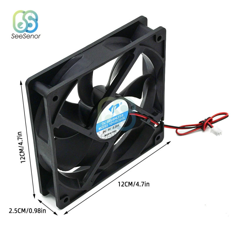 Description Picture 4 of item120mm 12cm 12025 Fan 5V 12V 24V 120mm*120mm*25mm Fan DC Brushless Cooling Fan 120x120x25mm 2PIN PC Computer Case Cooler