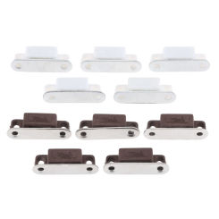 5pcs Magnetic Catches w/screws Small Metal Cabinet Door Cupboard Preventing Protecting 27x10mm White/Brown Mini Stopper Kitchen