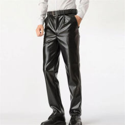 Man Autumn Hot Sale Velvet Leather Pants Winter Hot Sale Warm Leather Trousers Pu Pantalons Pu Straight Cuero Pantalones