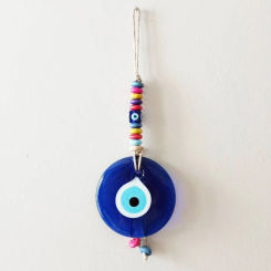 Evil Eye Wall Hanging Lucky Eye Glass Evil Eye Gifts Turkish Eye Nazar House Protection Macrame Decor Rearview Mirror Pendant