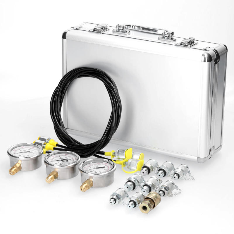 Description Picture 4 of itemHydraulic Pressure Gauge Kit Excavator Hydraulic Pressure Meauring Device with 9 Couplings 3 Pressure Gauges 3 Test Hose Tools