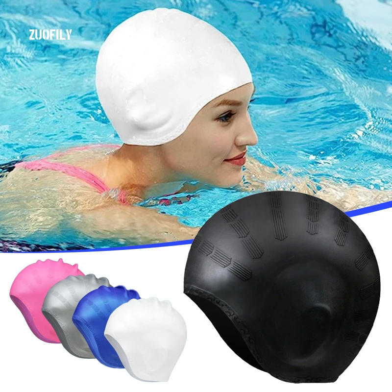 Description Picture 4 of itemWaterproof Swimming Cap Men Women High Elasticity Ears Protection Silicone Diving Cap For Summer Beach Swimming Diving Caps New