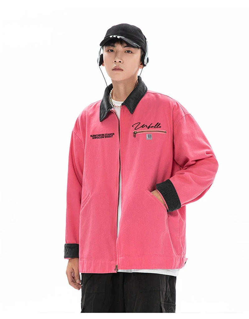 Description Picture 4 of itemUna Reta Harajuku Jacket Men Spring 2024 New Hip hop Y2K Coat Streetwear Zipper Casual Retro Lapel Couple's Jackets