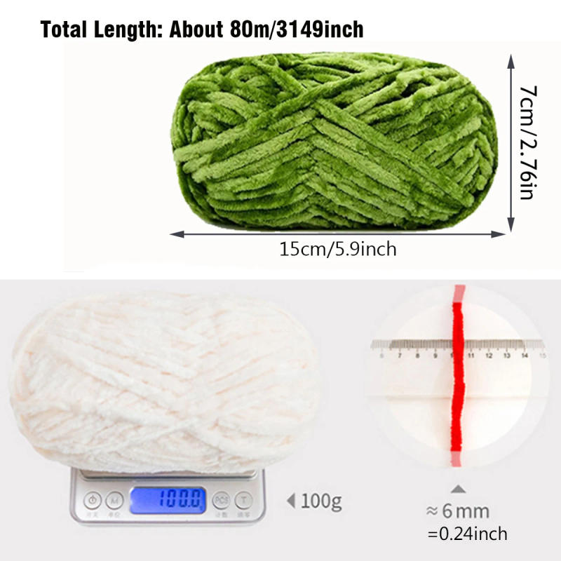 Description Picture 3 of item3pcs 100g Super Soft Velvet Yarn Chunky Blanket Yarn Chenille Yarns for Knitting and Crochet