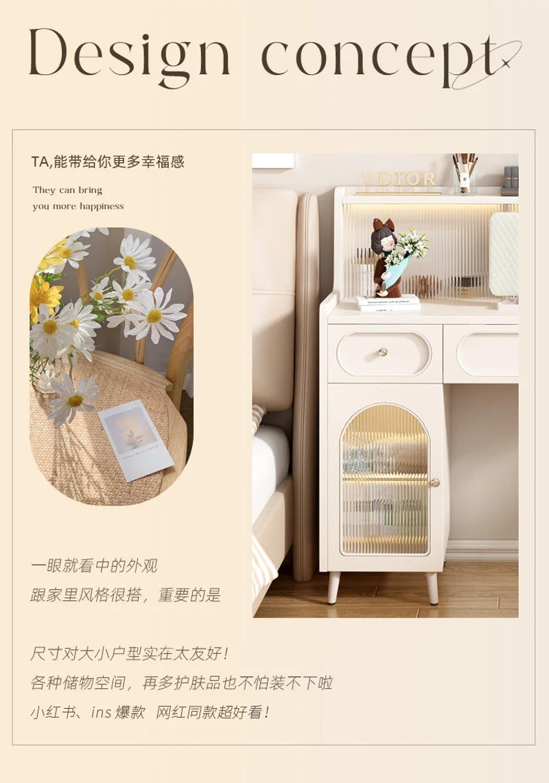 Description Picture 4 of itemStorage Drawers Dressing Table Study Women Living Room Desk Dressing Table White Large Penteadeiras De Maquiagem Furniture