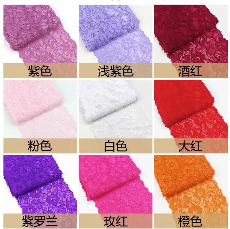 Description Picture 2 of item16cm Wide Stretchy Floral Lace Ribbon DIY Crafts Supplies Lace Tape Dress Clothing Top Bra Decoration 16cm White Lace Trimming