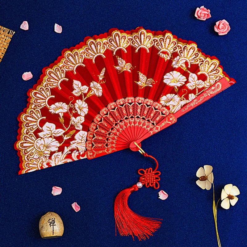 Description Picture 2 of itemHandmade Embroidery Hot Stamping Chinese Folding Fan Dance Performance Props Living Room Tabletop Home Decoration Gifts