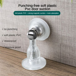 Door Stopper Frosting Mute Furniture Hardware Magnetic Anti-collision Protector Safety Tools Door Suction Pvc Soft Glue